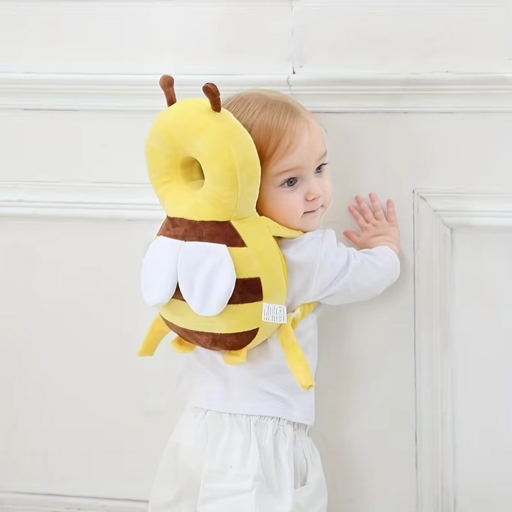 Baby bee head protection cushion. Soft safety pillow for infants & toddlers, ideal for crawling, walking, and fall protection.