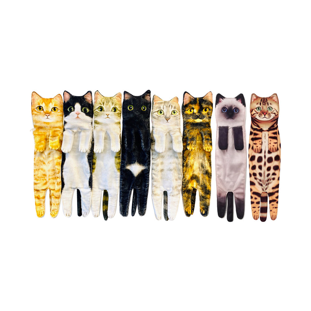 Cute cat hand towel, super absorbent & quick dry, perfect for kitchen or bathroom decor.