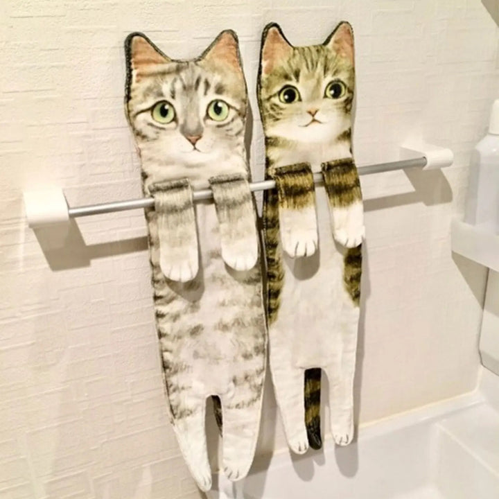 Functional & cute cat hand towel, super absorbent, quick dry for kitchen or bath.