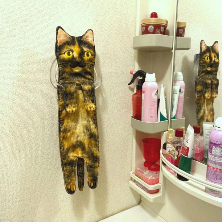 Delightful cat themed hand towel, soft, absorbent, quick dry for a stylish home.