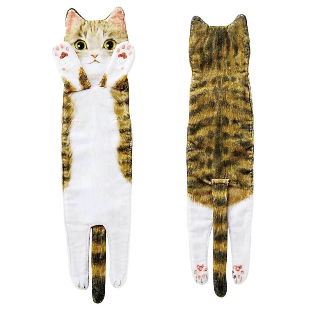 Soft, cute cat hand towel; super absorbent for kitchen or bath; unique pet lover decor.