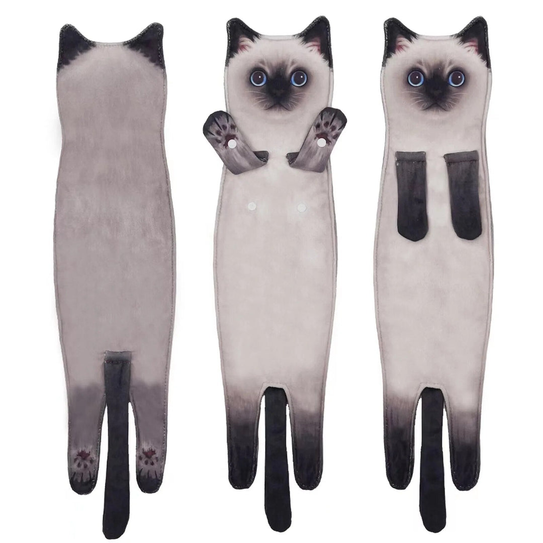 Playful cat design hand towel, quick dry, super absorbent for kitchen or bathroom decor.