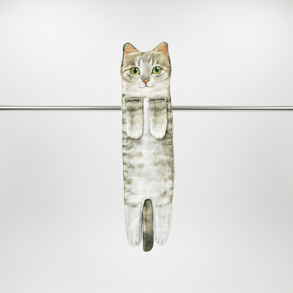 Unisex quick-dry cat towel, perfect for kitchen or bathroom, cute and absorbent