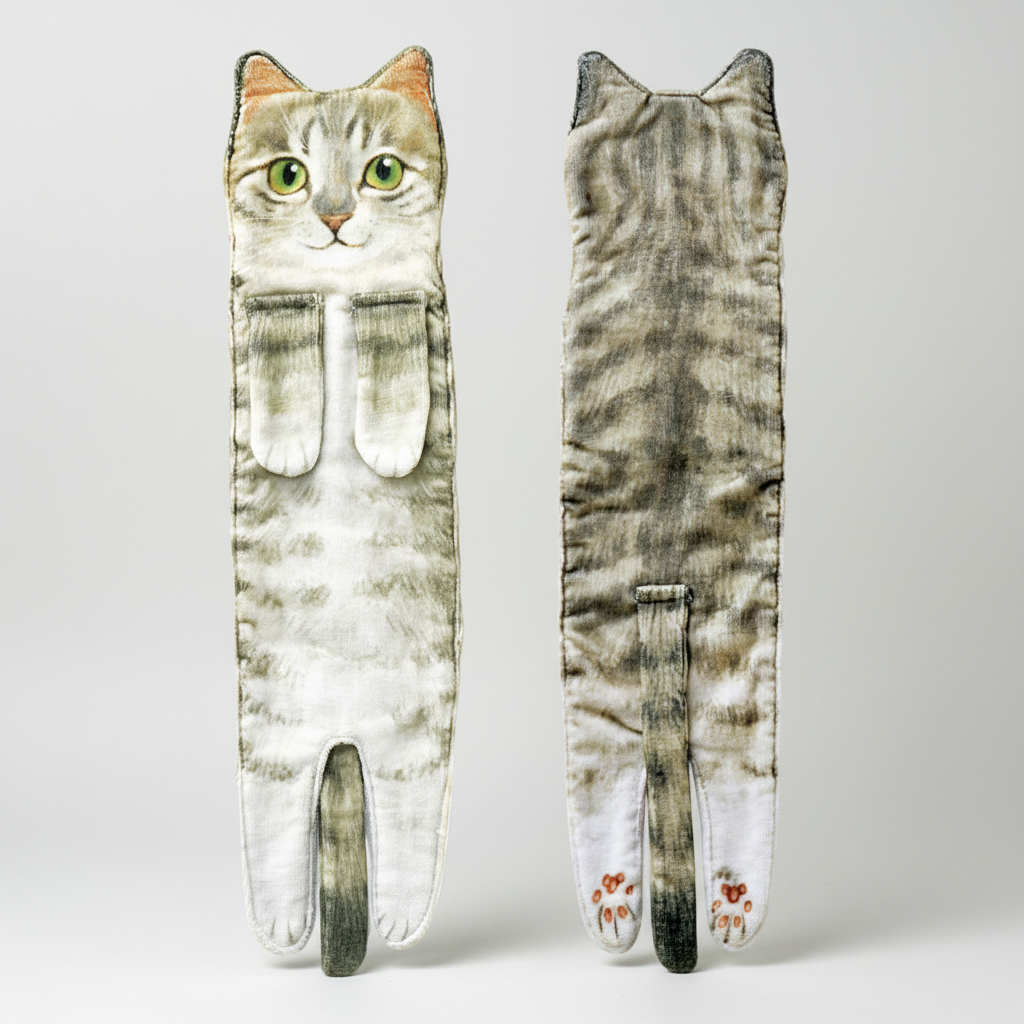 Absorbent pet themed quick dry hand towel with cute cat design for home