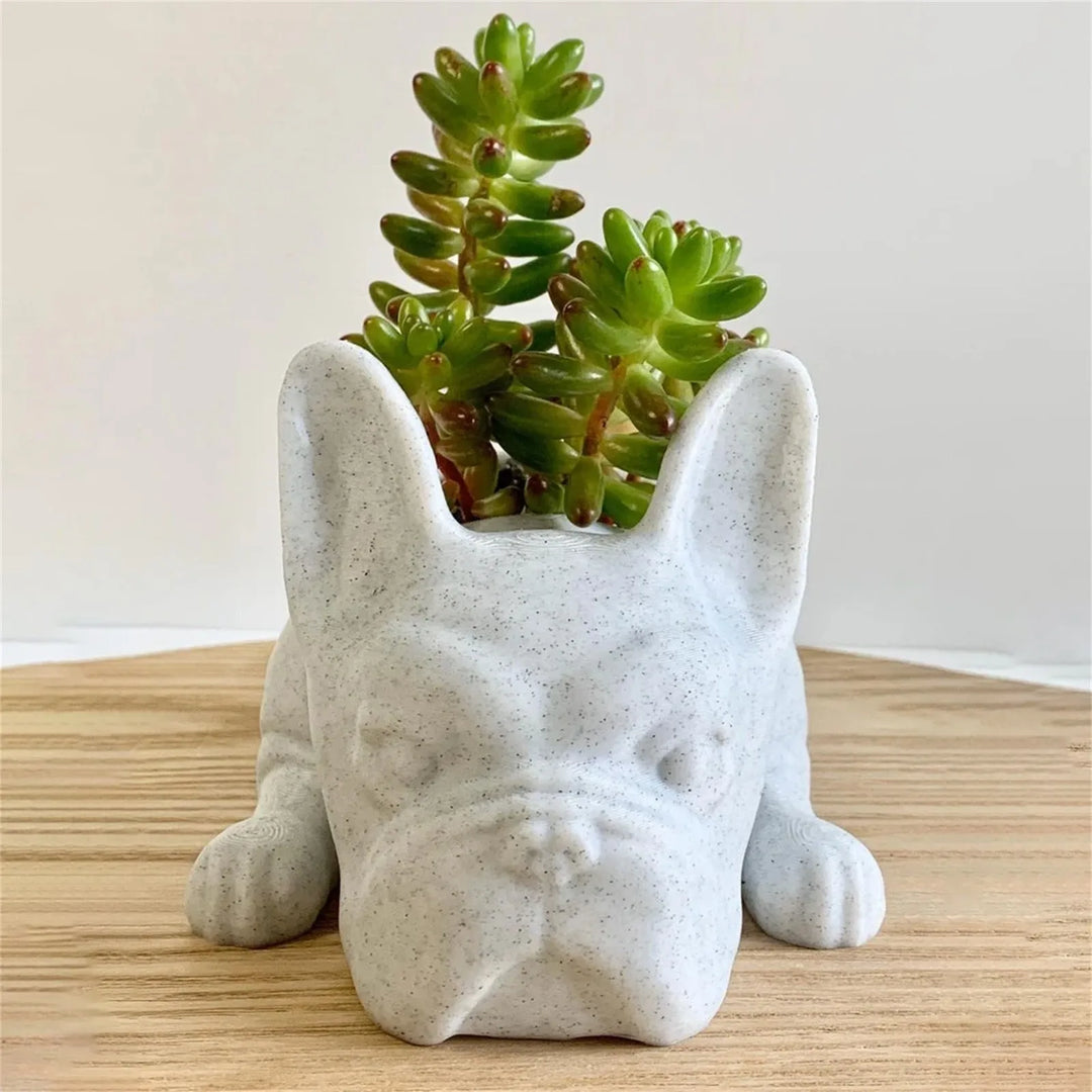 Cute dog resin succulent planter, Buddy puppy decor for indoor garden & desktop accent.