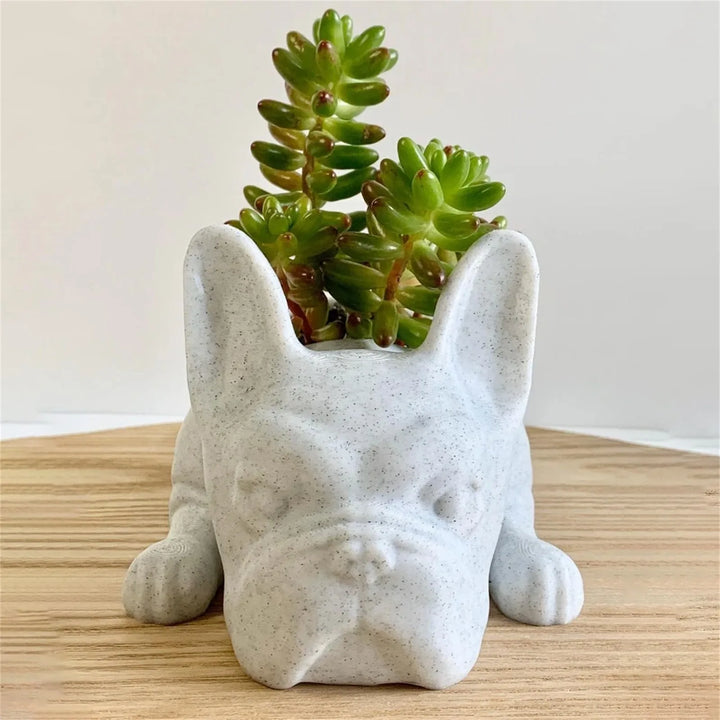Cute dog resin succulent planter, Buddy puppy decor for indoor garden & desktop accent.