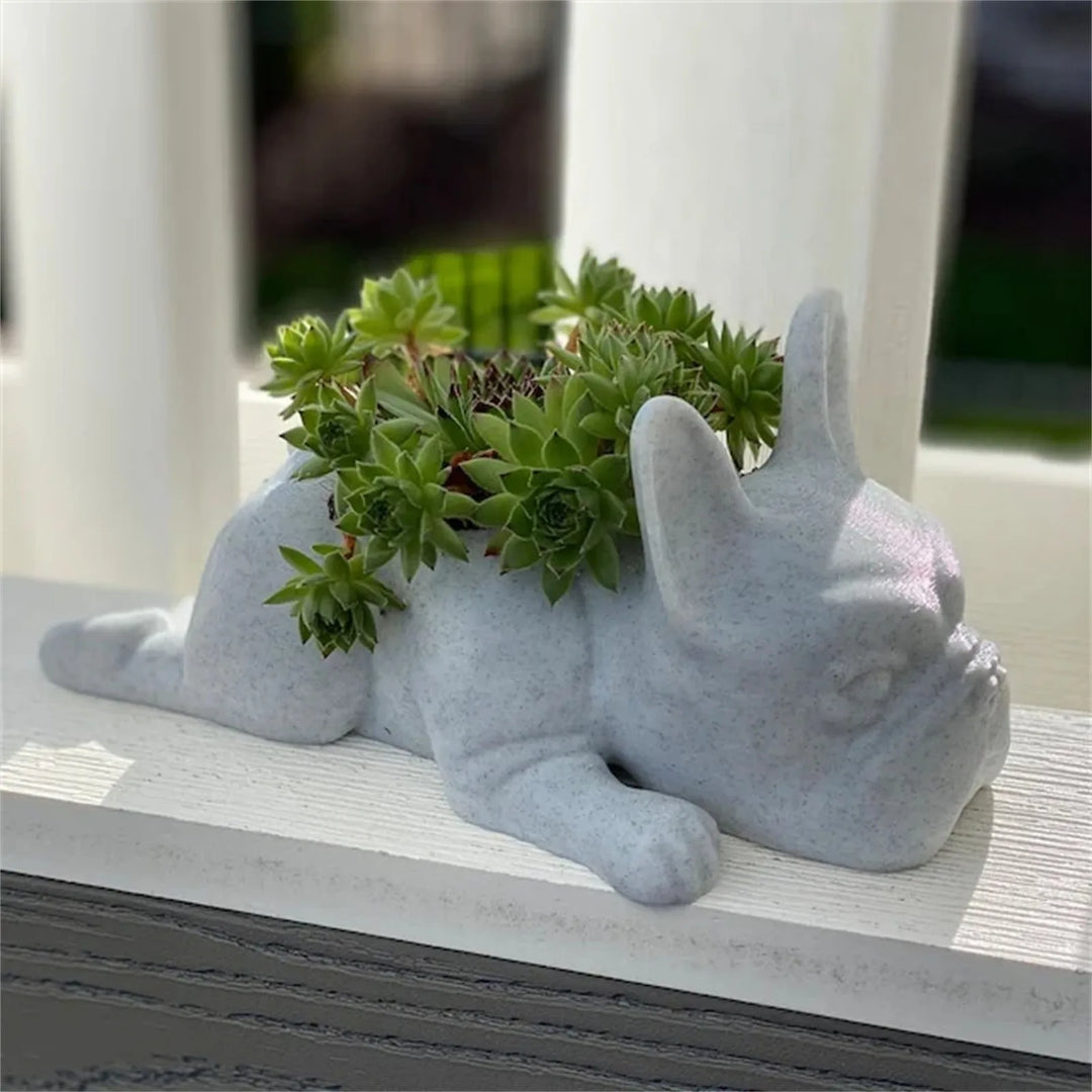 Adorable Buddy dog resin planter, a perfect cute gift for succulent lovers and home decoration.