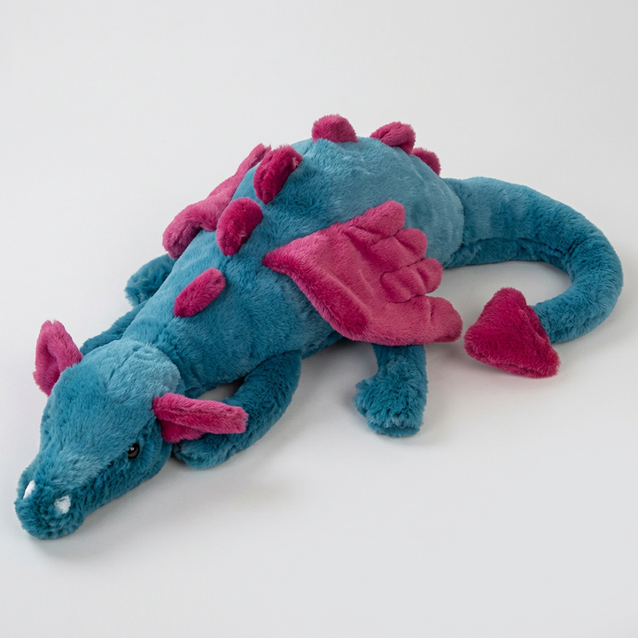 Kids' new plush dragon toy, featuring vibrant green color & soft fabric wings. A charming stuffed animal gift.