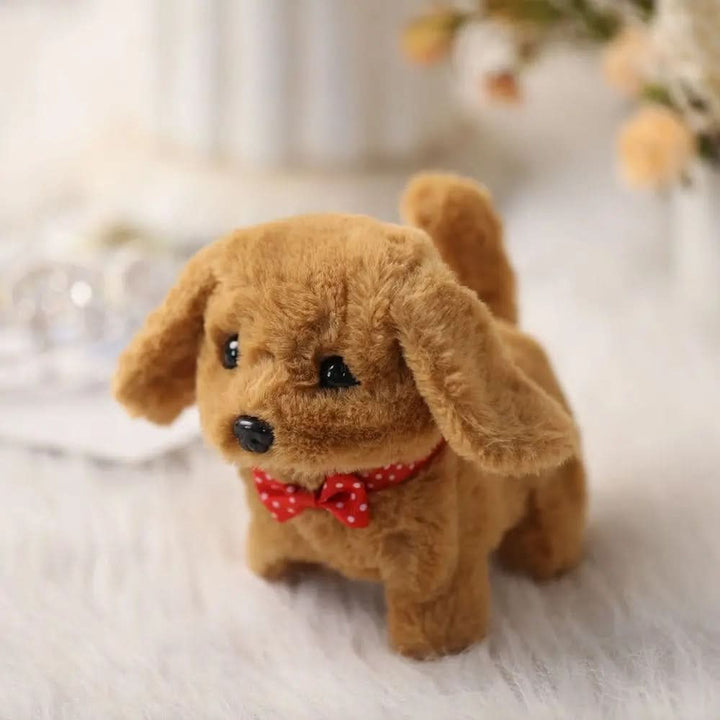 Cute movable plush dog, interactive toy for kids' imaginative play. Soft stuffed animal gift for children.