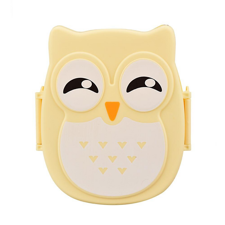 Adorable owl-shaped kids' lunchbox. Perfect plastic bento box for children's portable school meals & snacks.