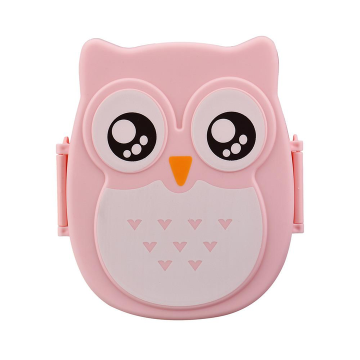 Children's cute owl lunchbox, a durable plastic food container for school lunches & kids' meal prep.