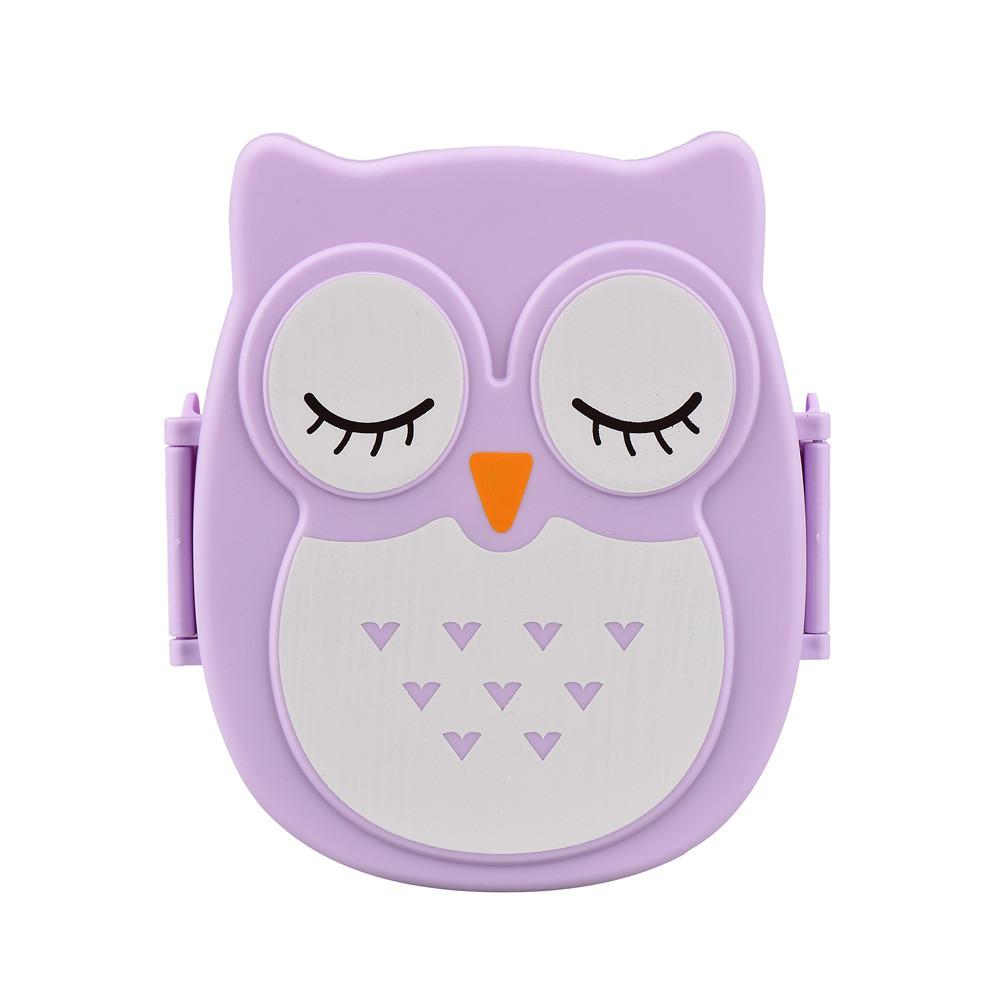 Vibrant owl design children's lunchbox. Sturdy plastic food container for school & kids' meal prep.
