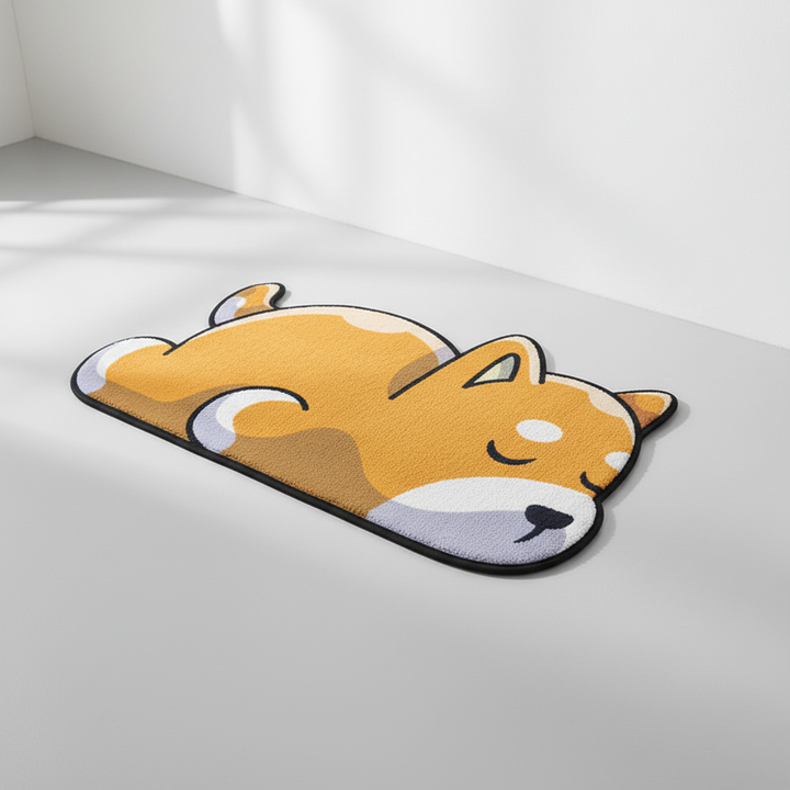 Soft dog pattern bath mat, non-slip nylon loop, perfect for a fun kids' bathroom