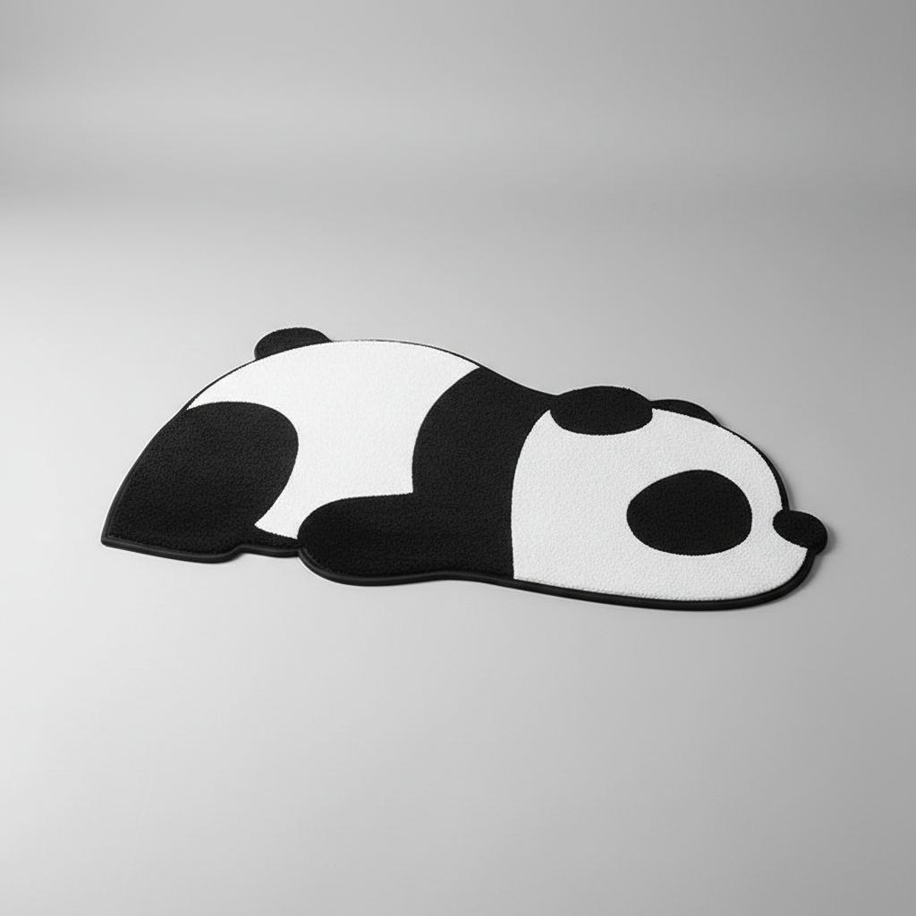 Panda design non-slip bath mat, durable woven nylon, adds fun to bathroom decor