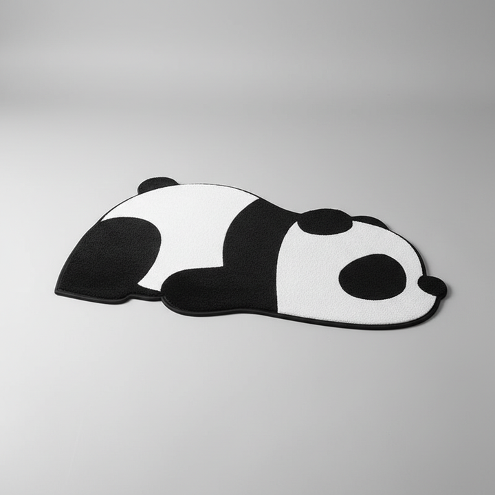 Panda design non-slip bath mat, durable woven nylon, adds fun to bathroom decor