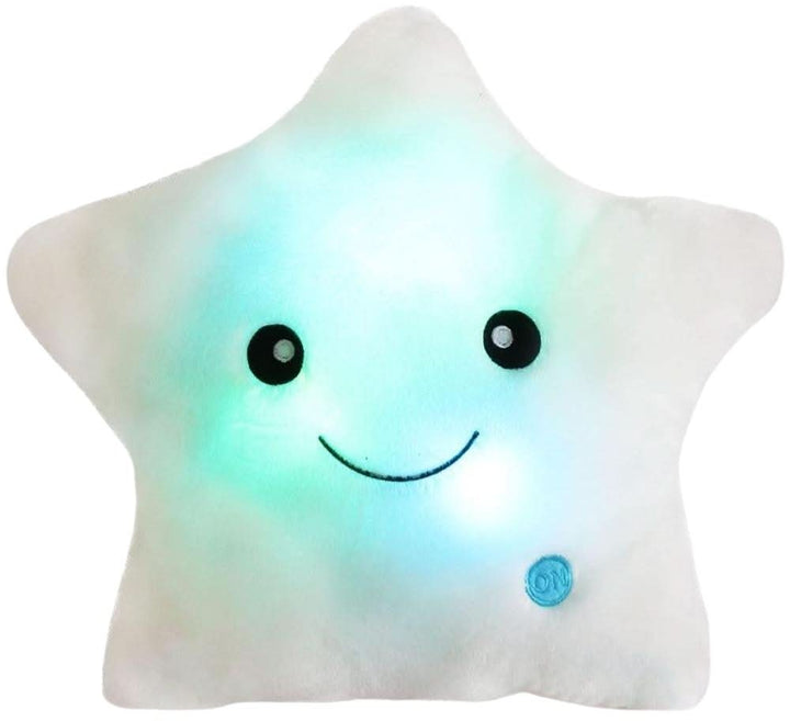 Plush star night light with gentle glow, a comforting sleep aid and cute toy for young kids.