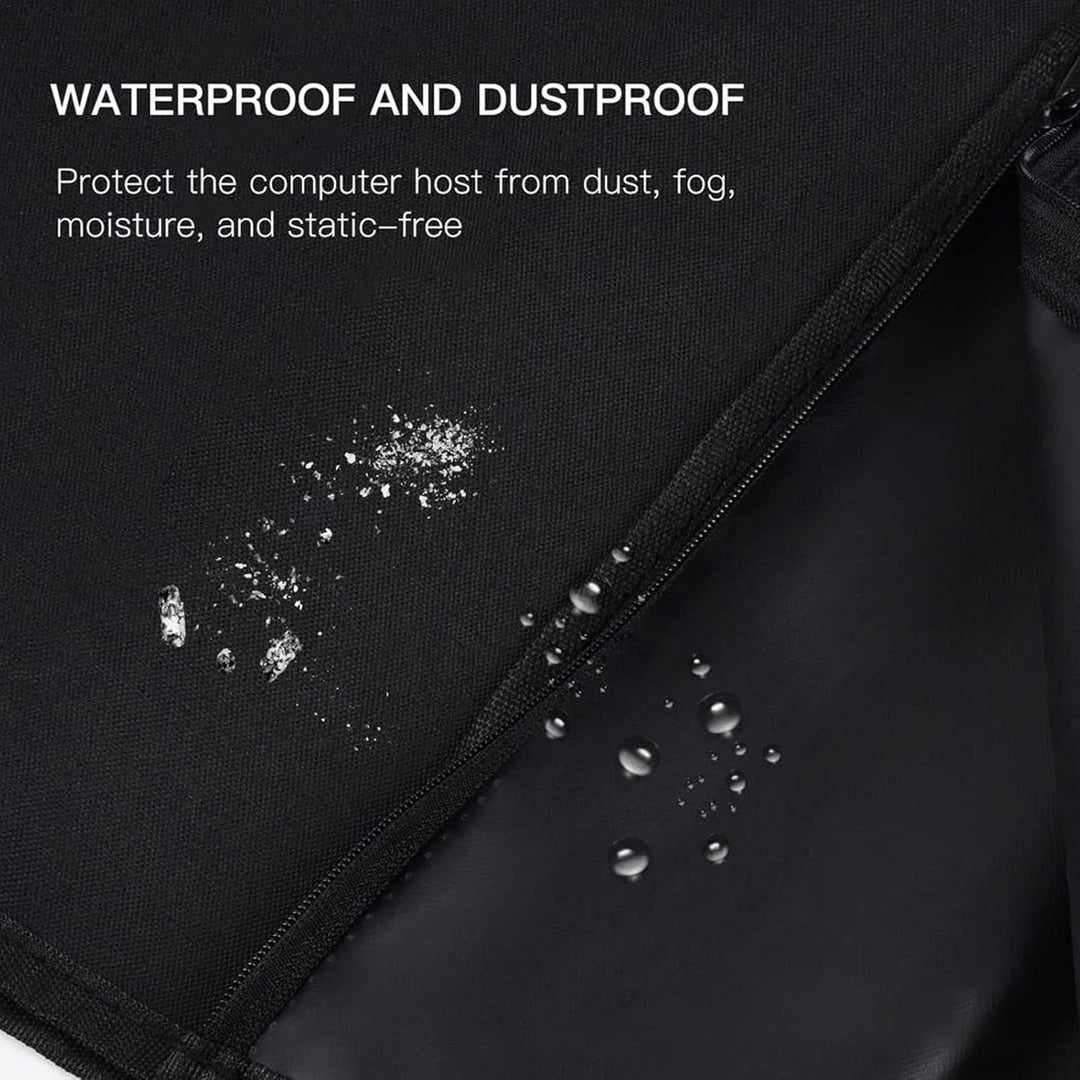 PC protection: black waterproof computer tower cover with zipper closure