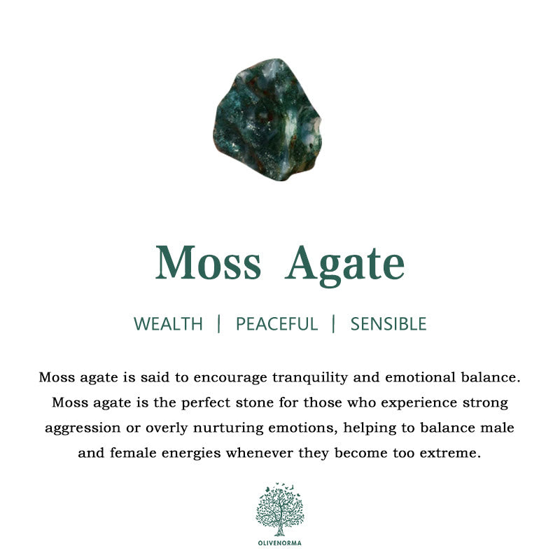 Women's jewelry with green moss agate & clear white zircon stones, striking contrast.