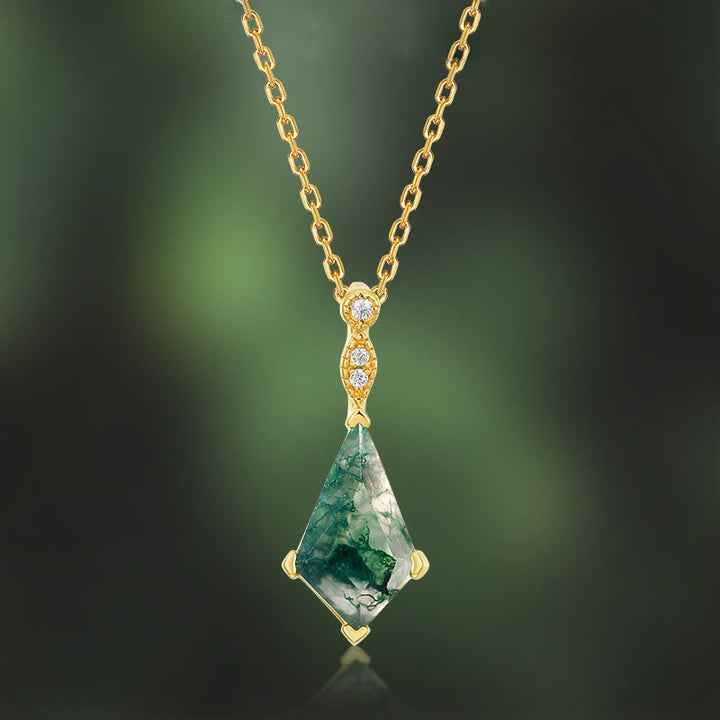 Sparkling white zircon & moss agate earrings, dainty design for women's jewelry.