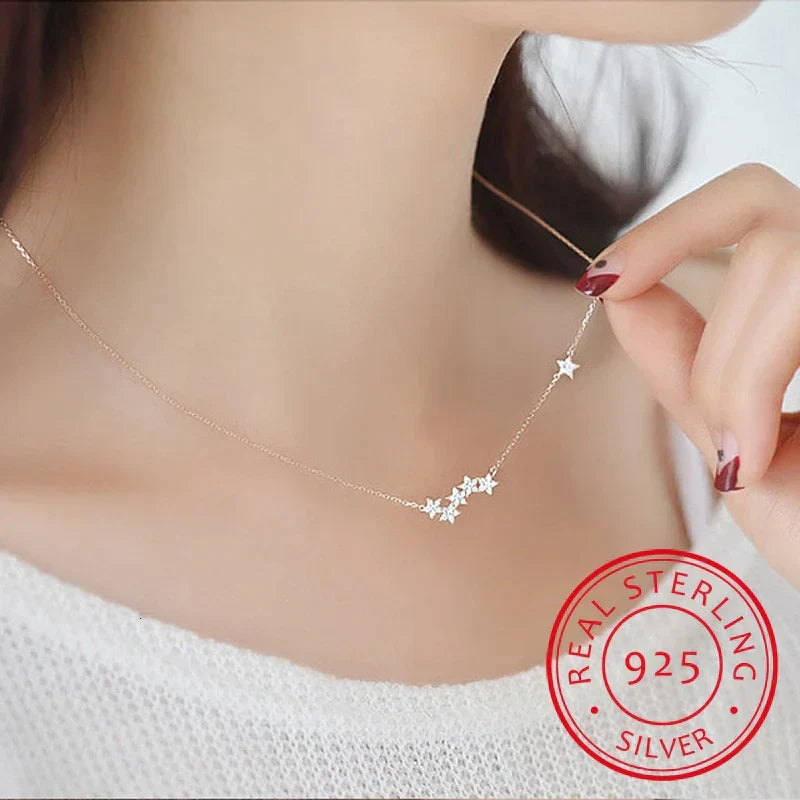 Dainty silver star necklace for women, perfect for everyday elegance. Adjustable length star jewelry.
