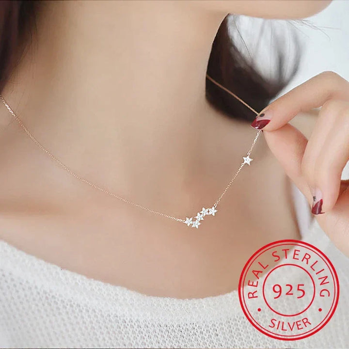 Dainty silver star necklace for women, perfect for everyday elegance. Adjustable length star jewelry.