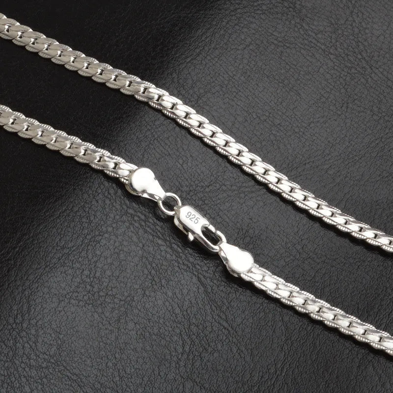 Elegant women's sparkling sterling silver chain necklace. Dainty jewelry, perfect for any occasion or a gift.