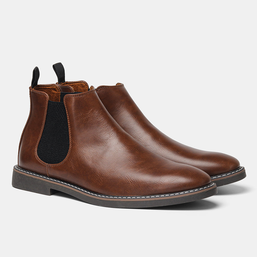 Men's slip-on sand Chelsea boots, offering comfortable support and a stylish, durable design for any day.