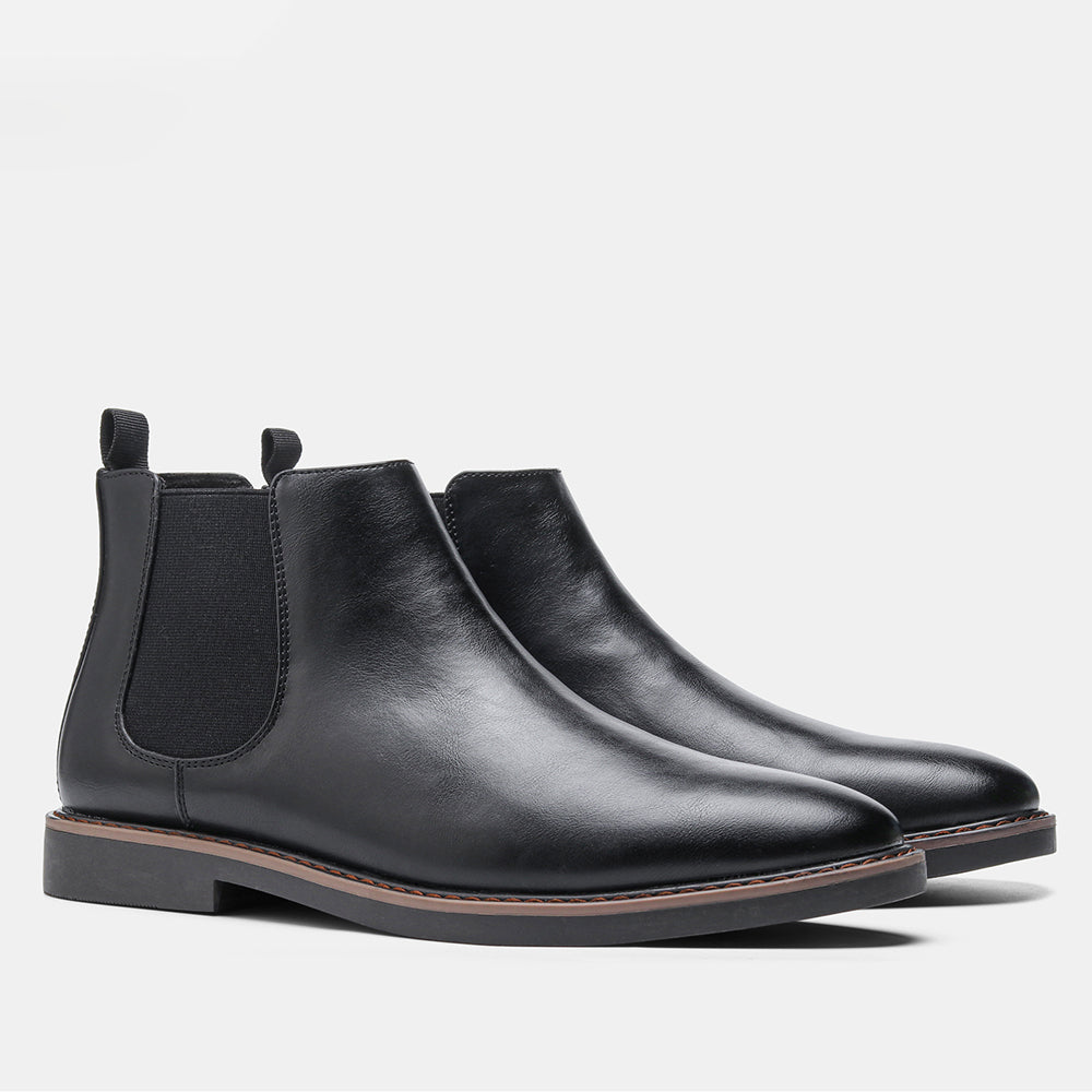 Durable black men's Chelsea boots, Ashford model, comfortable ankle support for stylish everyday footwear.