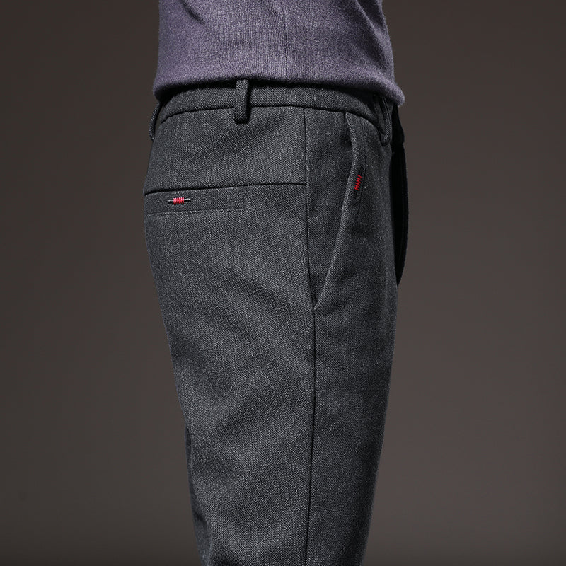 Comfortable men's stretch trousers with a sleek slim fit, perfect for active lifestyles.
