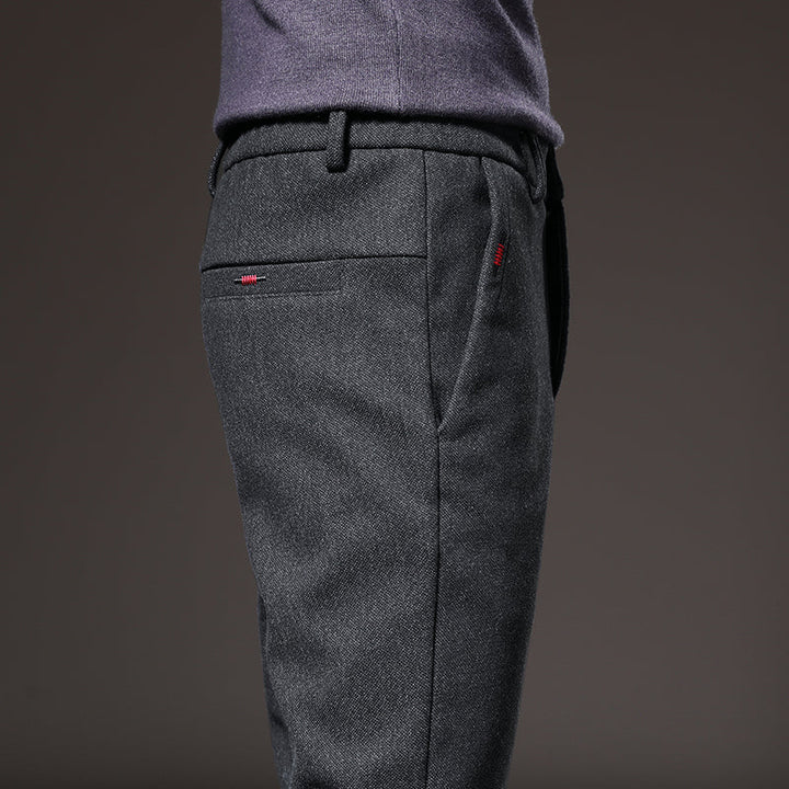 Comfortable men's stretch trousers with a sleek slim fit, perfect for active lifestyles.