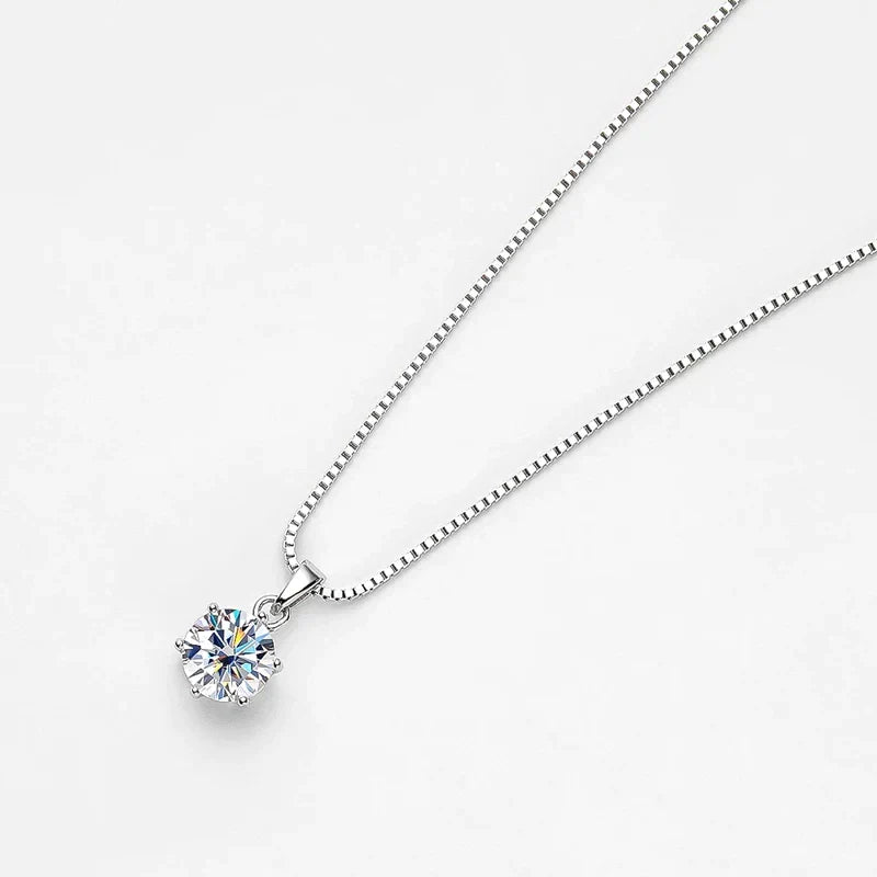 Elegant women's moissanite necklace, sterling silver, brilliant sparkle, a perfect luxury gift.