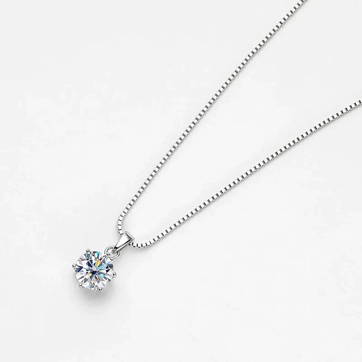 Elegant women's moissanite necklace, sterling silver, brilliant sparkle, a perfect luxury gift.