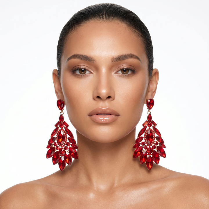 Dazzling Seraphine women's drop crystal earrings, elegant fashion accessory with brilliant sparkle.