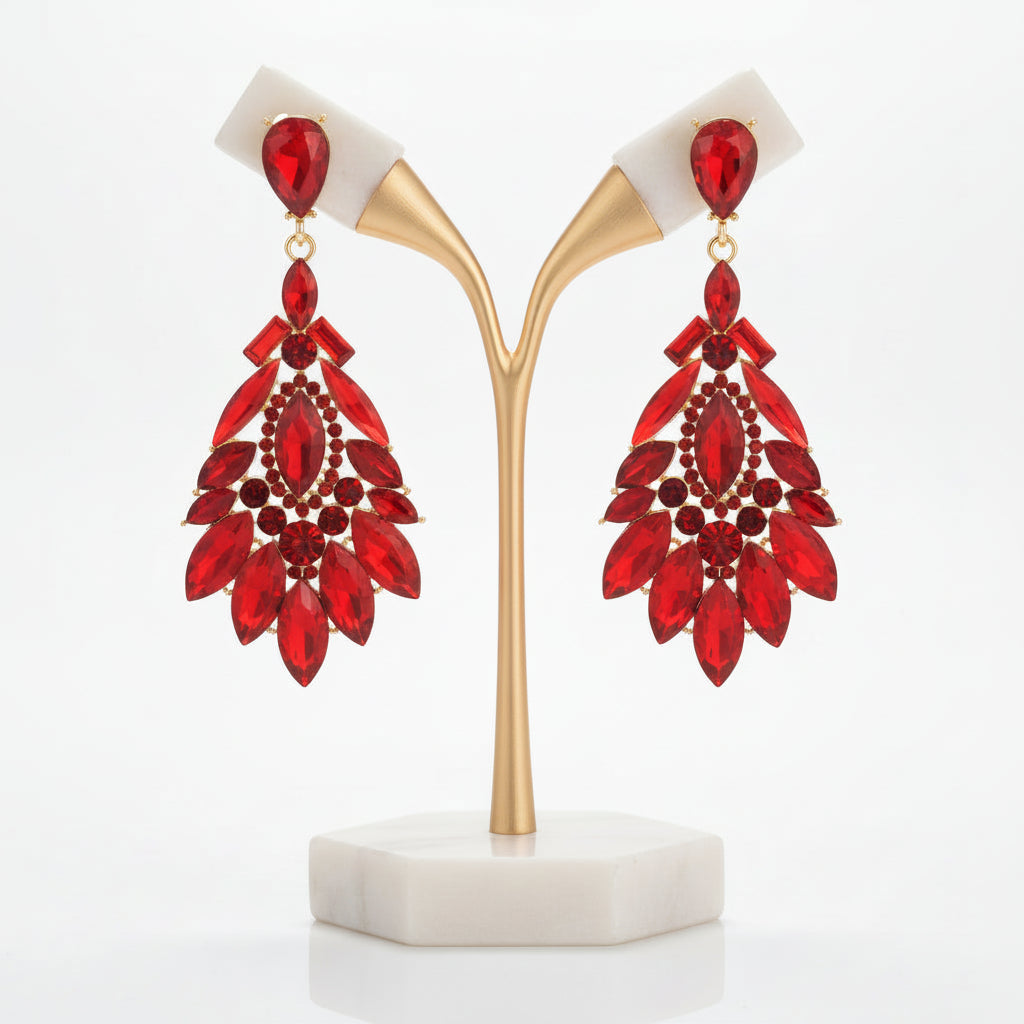Blue Seraphine dazzling drop crystal earrings, elegant women's jewelry with brilliant sparkle.