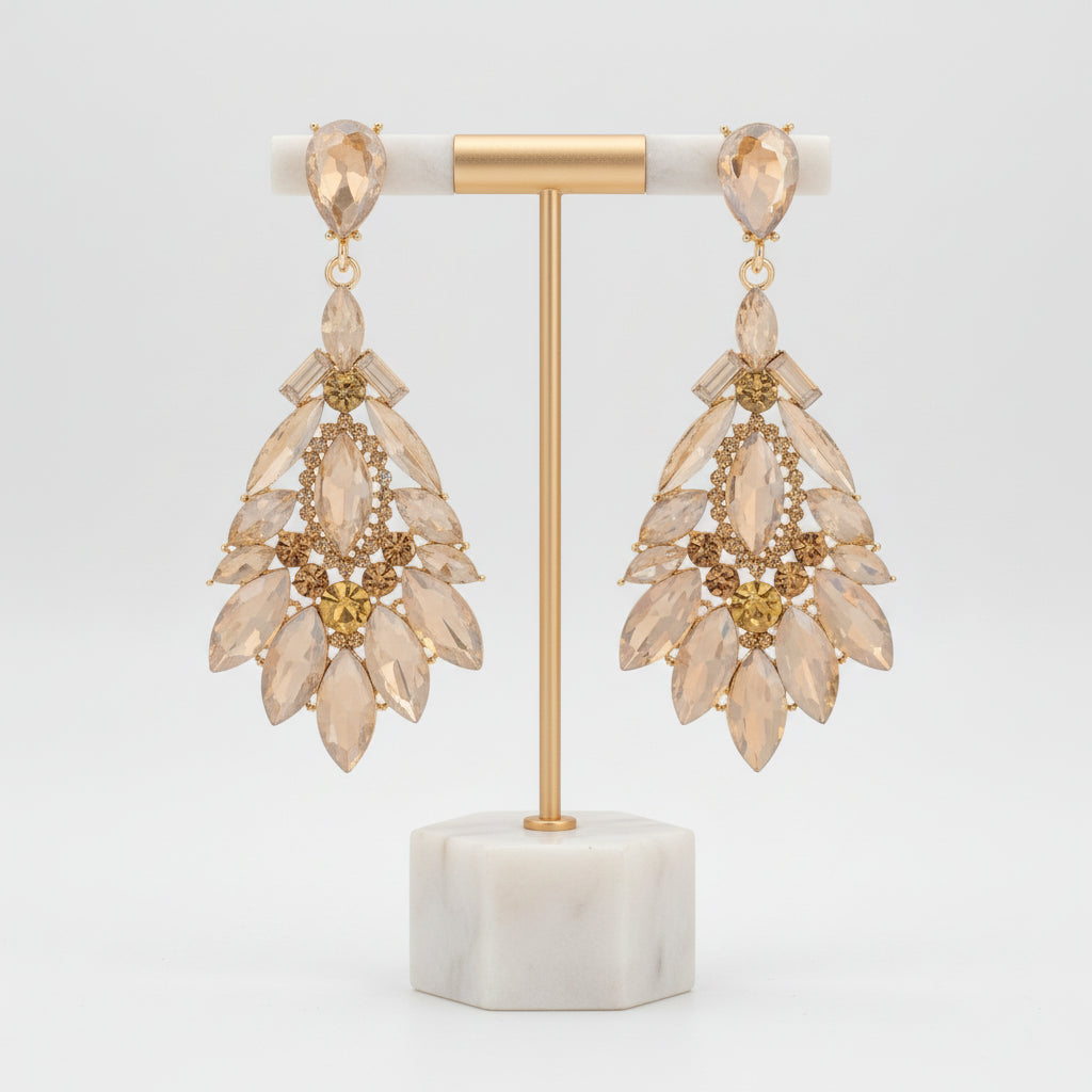 White Seraphine dazzling drop crystal earrings, perfect elegant women's jewelry gift.