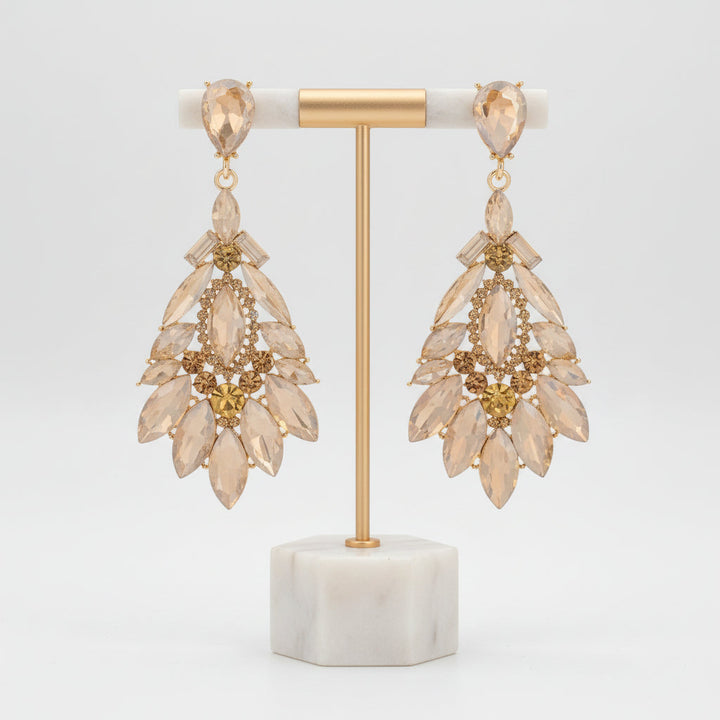 White Seraphine dazzling drop crystal earrings, perfect elegant women's jewelry gift.