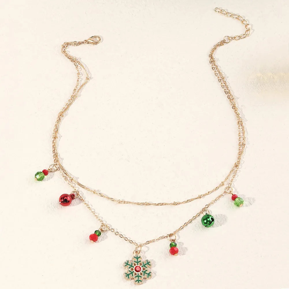 Close-up of a dazzling colorful snowflake pendant necklace for women, with intricate sparkling details.