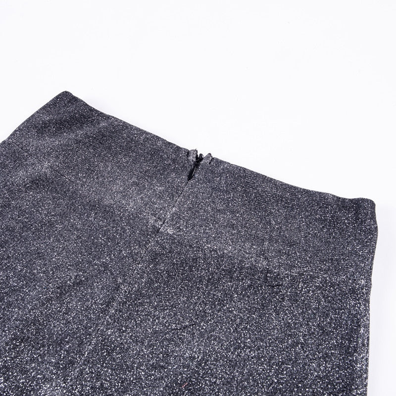 Fashionable women's glitter pants, a glamorous choice for trendy party, evening wear, or dazzling night out.