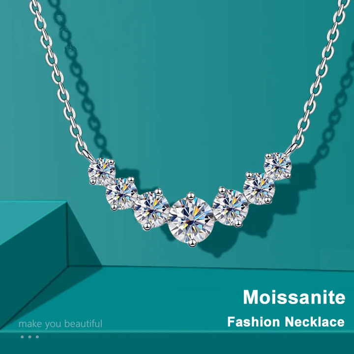 Dazzling Women's Moissanite Sterling Silver Necklace, 925 fine jewelry with brilliant sparkle.