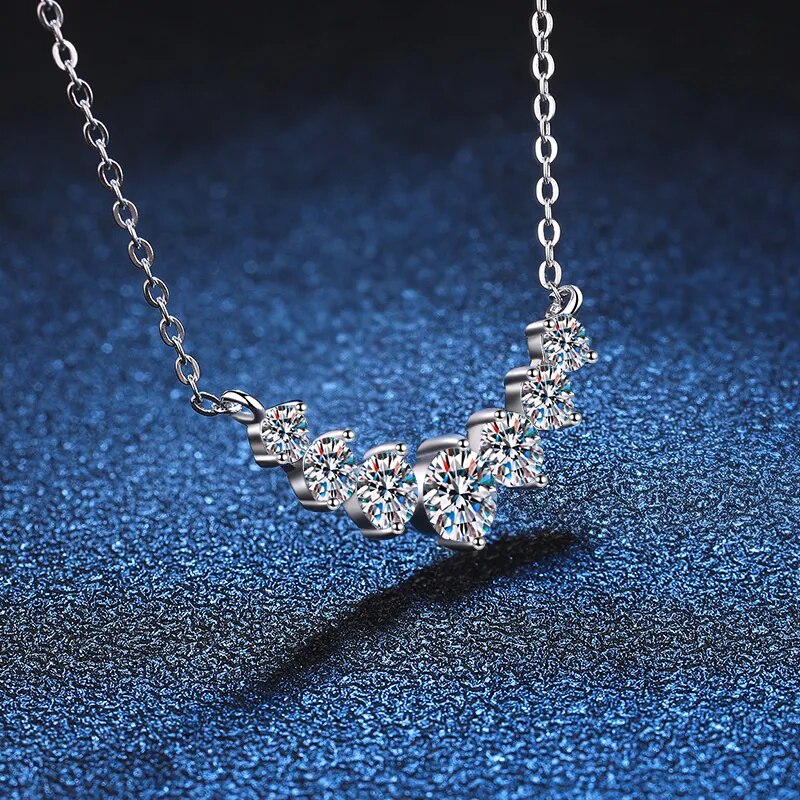 Elegant Women's Moissanite Necklace in 925 Sterling Silver, perfect sparkling gift jewelry.