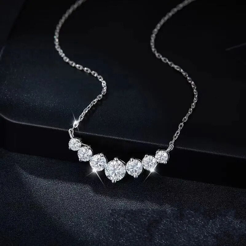 Women's dazzling Moissanite necklace, premium 925 Sterling Silver jewelry with brilliant sparkle.