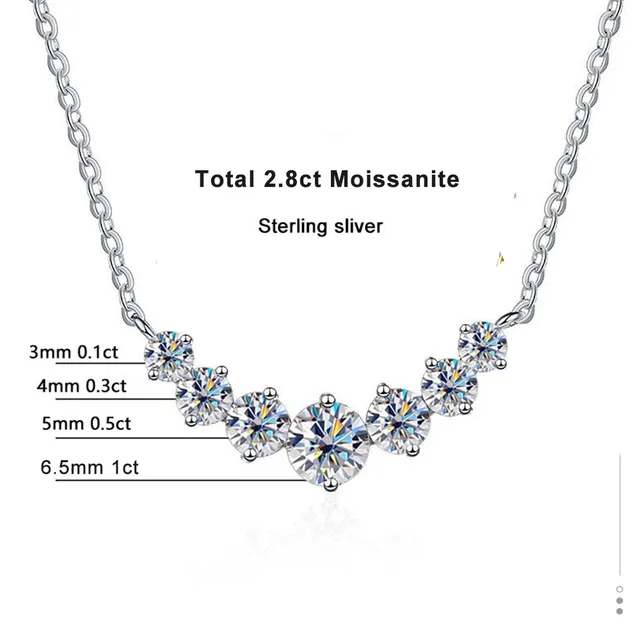 Brilliant Moissanite and 925 Sterling Silver women's necklace, offering dazzling shine and elegance.
