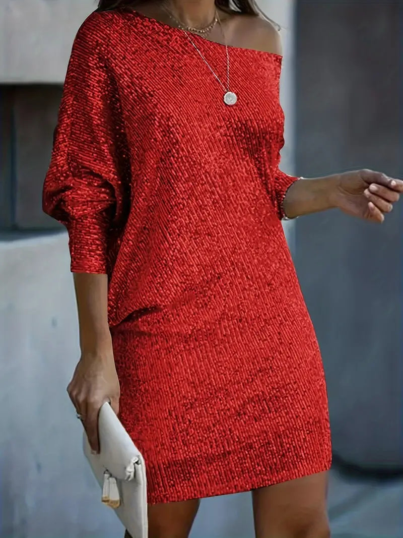 Elegant women's Seraphina party dress with contrasting sequin embellishments for a dazzling night out.