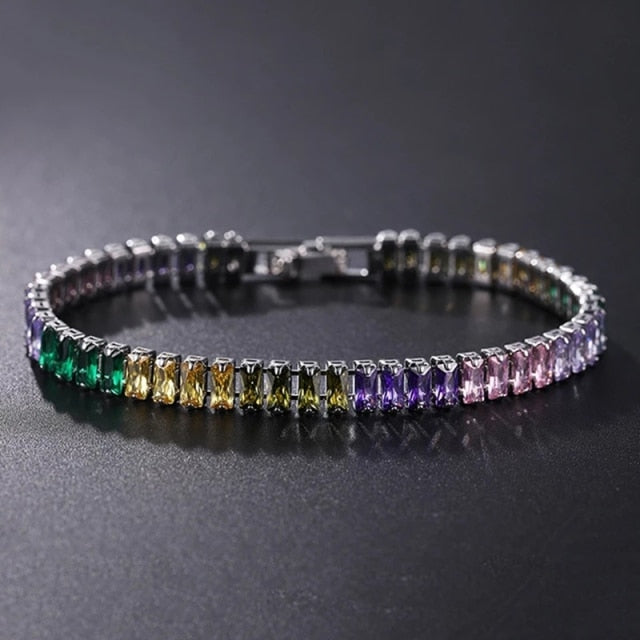 Womens dazzling tennis necklace and bracelet set, cubic zirconia, for any occasion.