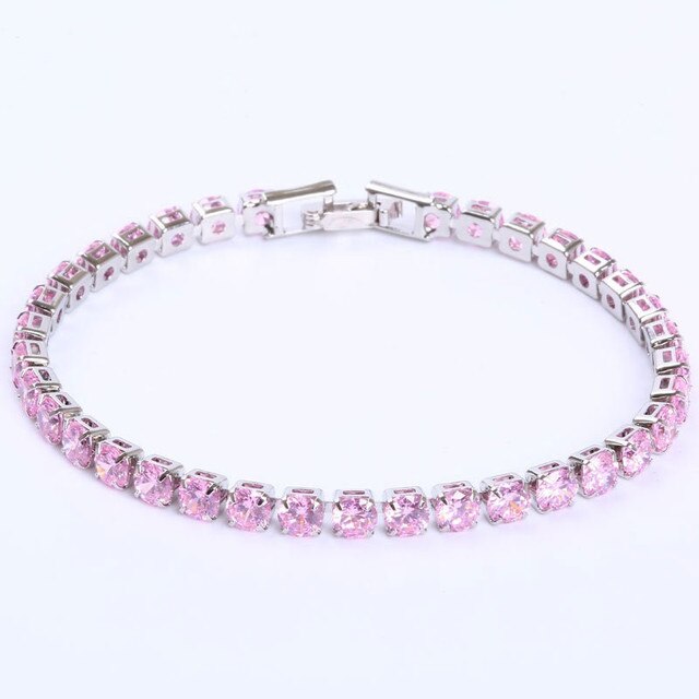 Sparkling rhinestone tennis necklace & matching bracelet set for women.