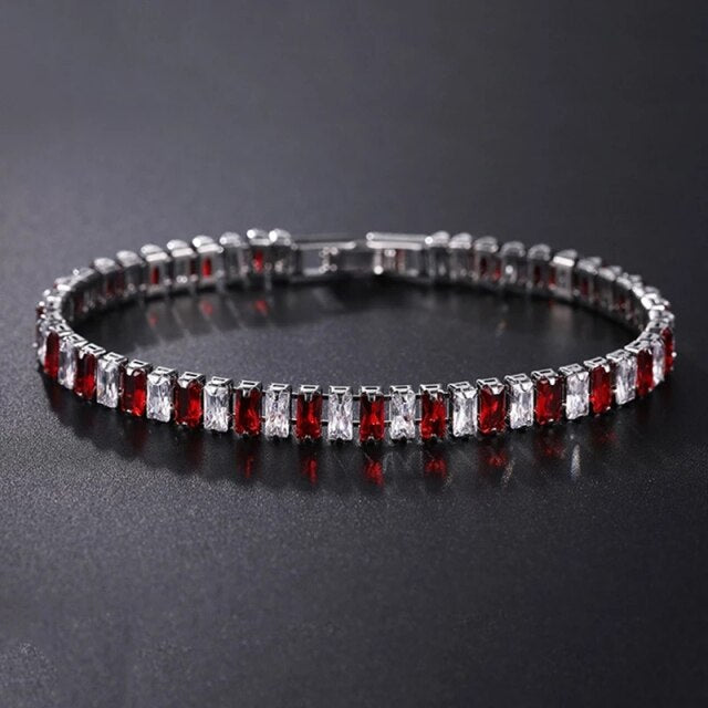 Womens tennis necklace and bracelet set featuring brilliant cubic zirconia stones.