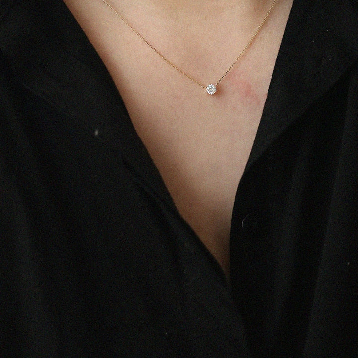 Unique sparkling zircon necklace, a dainty and elegant gold plated collarbone jewelry piece for women.