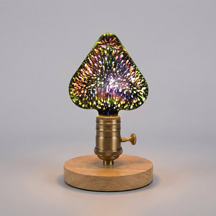 Detail of the unique 3D flame effect of the Auraflare decorative bulb, ideal for mood lighting.