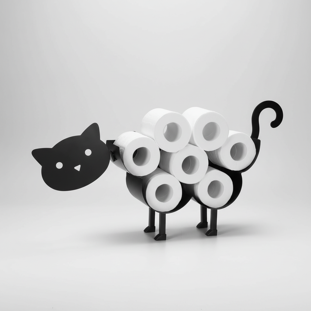Animal-shaped toilet paper holder offering a decorative and practical storage solution