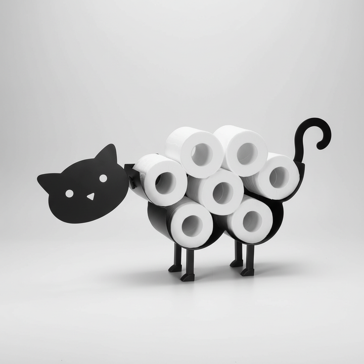 Animal-shaped toilet paper holder offering a decorative and practical storage solution